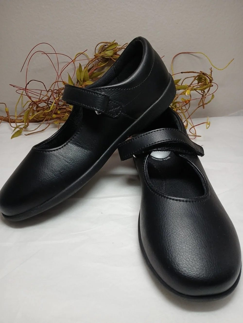 Hush Puppies Black Mary Jane Kids Dress Shoes with Hook Strap Leather